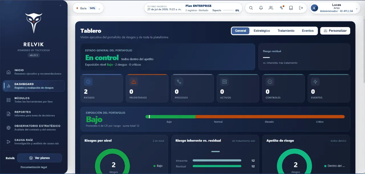 Dashboard ejecutivo de Relvik